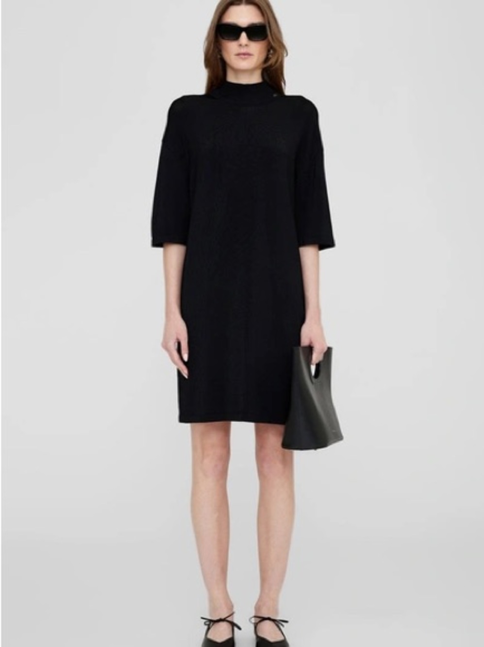 Anine Bing Claudia Black Ribbed Knit High Neck Mini Dress S - Picture 3 of 7